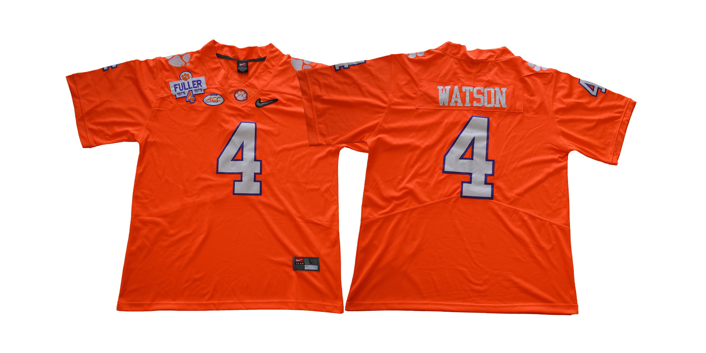 Men Clemson Tigers #4 Watson Orange NCAA Jerseys